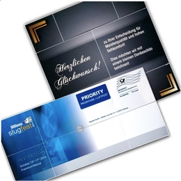 Endlosfaltkarte Mailing  - Druckerei Lindner steht für: Kreative Drucksachen drucken, 3D -Pop-ups drucken,  Effektkarten drucken, Magic-Flyer drucken,Aufsteller drucken