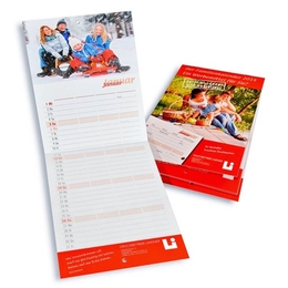 Familienkalender Streifenkalender - Druckerei Lindner steht für: Kreative Drucksachen drucken, 3D -Pop-ups drucken,  Effektkarten drucken, Magic-Flyer drucken,Aufsteller drucken
