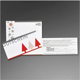 Weihnachtliche Gutscheinhülle mit Rückantwortkarte