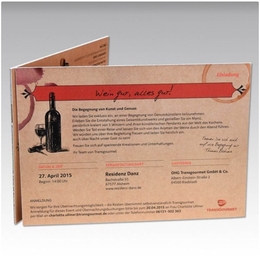 Einladungskarte Wein auf Wellpappe