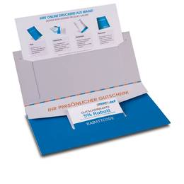 Gutscheinkarte mit aufziehbarem Gutscheinfach