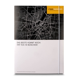 Mappe Taxiunternehmen mit Gummizug - Lindner druckt hochwertige Präsentationsmappe