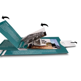 Jubiläumskarte mit abblätternder Broschüre Systemtechnik
