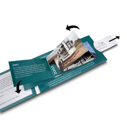 Jubiläumskarte mit abblätternder Broschüre Systemtechnik