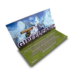 3D Pop-up Karte  Gipfelcamp - Druckerei Lindner steht für: Kreative Drucksachen drucken, 3D -Pop-ups drucken,  Effektkarten drucken, Magic-Flyer drucken,Aufsteller drucken