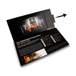 Doppellamellenkarte Jungheinrich 6-seitig - Ob Messeeinladung, Werbebotschaft oder Produkterklärung - Effektkarten für jeden Anlass