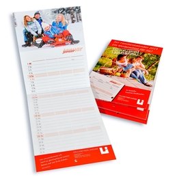 Familienkalender Streifenkalender - Druckerei Lindner steht für: Kreative Drucksachen drucken, 3D -Pop-ups drucken,  Effektkarten drucken, Magic-Flyer drucken,Aufsteller drucken