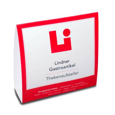 Thekenaufsteller - Dachaufsteller - Kreative Druckprodukte von Lindner 