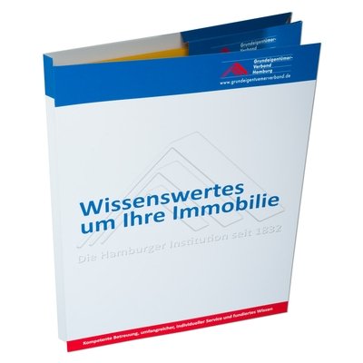 Immobilien Einschubmappen - Beim Druckbetrieb Lindner werden individuelle Ordner, Boxen und Präsentationsunterlagen hergestellt