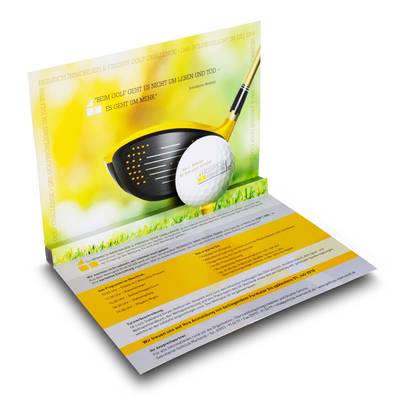 3D Pop-up Karte A5 Golfkarte - Kreatives Drucken bei Lindner: 3D Pop-ups, Effektkarten, Showboxen und Aufsteller