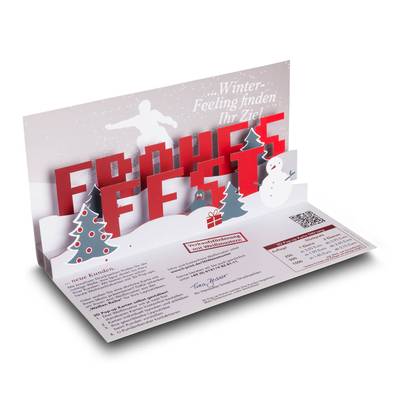 Weihnachtsgrußkarte mit 3D Element - Endlosfaltkarten, 3D Pop-ups, Effektkarten - wir beraten Sie gerne!