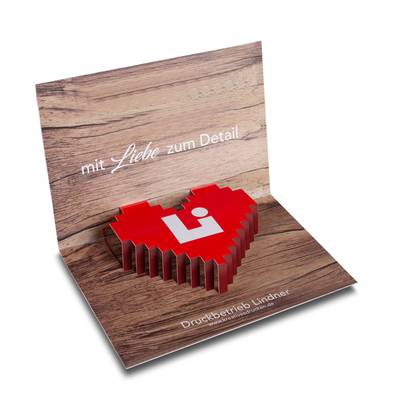 Dreidimensionale DIN A6 Karte - Druckerei Lindner - Ihr Hersteller für Effektkarten, Präsentationsboxen und Mailings