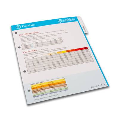 Unter-Register für Ringordner - Preisliste - Beim Druckbetrieb Lindner werden individuelle Ordner, Boxen und Präsentationsunterlagen hergestellt