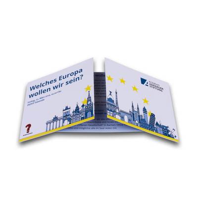 Endlosklappkarte Stiftungen - Kreatives Drucken bei Lindner: 3D Pop-ups, Effektkarten, Showboxen und Aufsteller