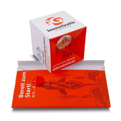 Springwürfel Mailing mit Safety-Verschluss  zum Aufreißen  - Kreatives Drucken bei Lindner: 3D Pop-ups, Effektkarten, Showboxen und Aufsteller