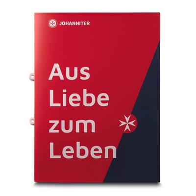 Mappe Johanniter - Beim Druckbetrieb Lindner werden individuelle Ordner, Boxen und Präsentationsunterlagen hergestellt