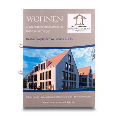 Mappe Wohnen Neubauprojekte - Beim Druckbetrieb Lindner werden individuelle Ordner, Boxen und Präsentationsunterlagen hergestellt