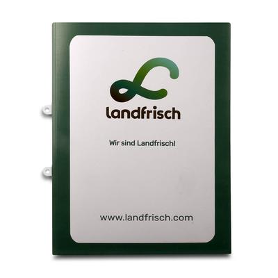 Produktmappe Landfrische - Beim Druckbetrieb Lindner werden individuelle Ordner, Boxen und Präsentationsunterlagen hergestellt