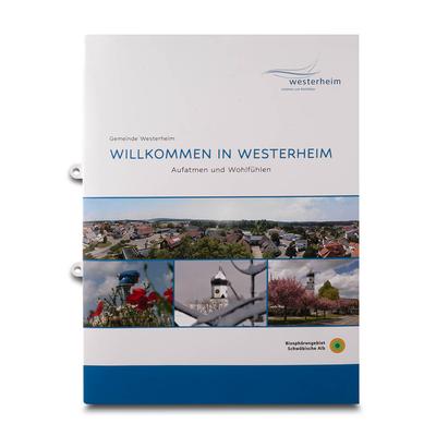 Willkommensmappe Gemeinde Westerheim - Beim Druckbetrieb Lindner werden individuelle Ordner, Boxen und Präsentationsunterlagen hergestellt