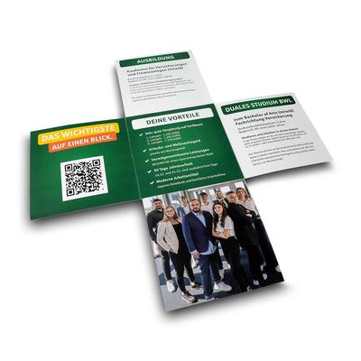 Kreuzflyer Ausbildung / Studium - Beim Druckbetrieb Lindner werden individuelle Ordner, Boxen und Präsentationsunterlagen hergestellt